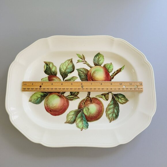 Vintage Spode Apple 14" Oval Platter Red & Green Fruit c1960s England Fall Decor - Picture 10 of 11